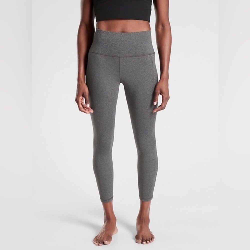 Athleta Salutation Stash Pocket II 7/8 Tight, Black Heather, Size S